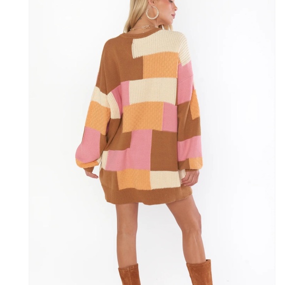 Last One Show Me Your MuMu Ember Tunic Sweater in Uneven Patchwork Knit various - Picture 2 of 9